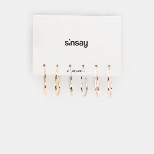 Sinsay - Kolczyki serca 3 pack - Wielobarwny Sinsay Jeden rozmiar promocja Sinsay