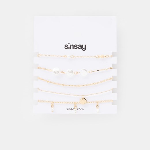 Sinsay - Bransoletki 5 pack - Złoty Sinsay Jeden rozmiar Sinsay