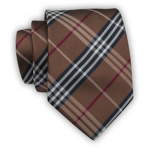Krawat Alties (7 cm) - Brązowy w Kratę KRALTS0587 ze sklepu JegoSzafa.pl w kategorii Krawaty - zdjęcie 123136628