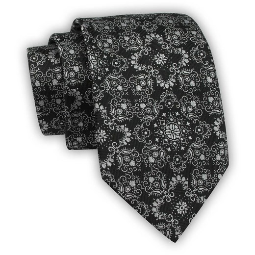 Krawat Alties (7 cm) - Czarny, Wzór Orientalny KRALTS0566 ze sklepu JegoSzafa.pl w kategorii Krawaty - zdjęcie 123136646