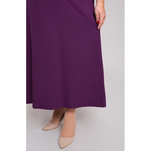 Sukienka fioletowa z okrągłym dekoltem maxi z elastanu prosta 