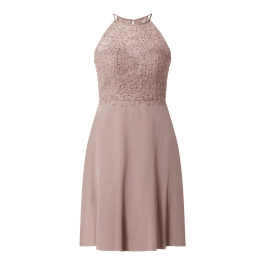 Luxuar Fashion sukienka na sylwestra z haftami rozkloszowana mini 