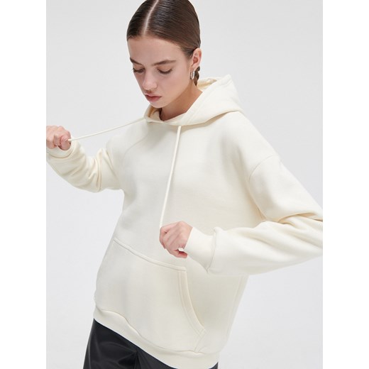 Cropp - Bluza basic z kapturem - Kremowy Cropp M Cropp