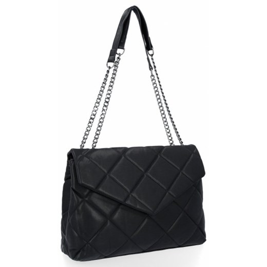 Shopper bag czarna Herisson bez dodatków na ramię glamour 