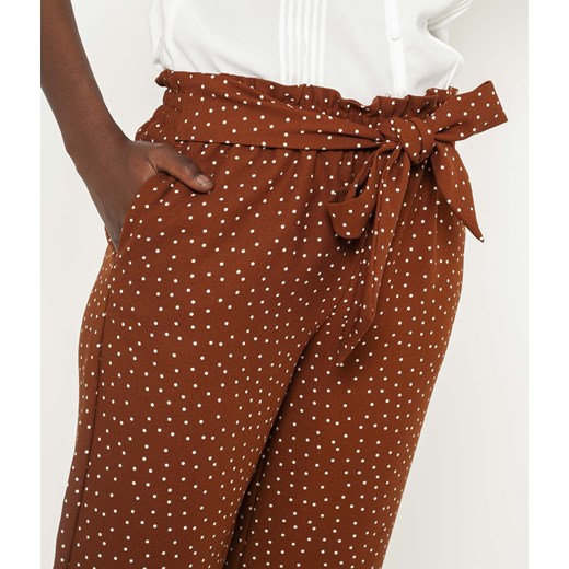 Spodnie damskie Camaieu brązowe w abstrakcyjnym wzorze 