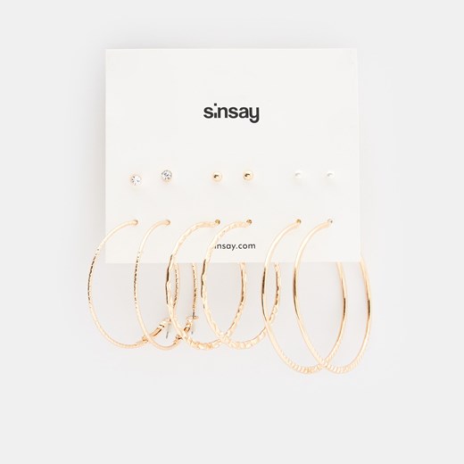 Sinsay - Kolczyki 6 pack - Złoty Sinsay Jeden rozmiar promocyjna cena Sinsay