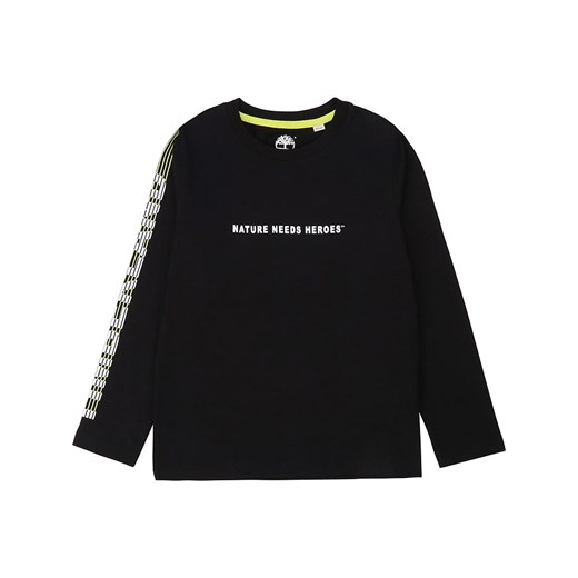 T-shirt chłopięce czarny Timberland bawełniany jesienny z długimi rękawami 