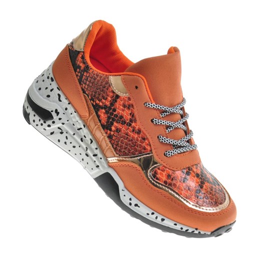 Buty sportowe damskie brązowe Pantofelek24 ze skóry ekologicznej sznurowane płaskie 