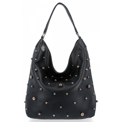Shopper bag Diana&Co na ramię z aplikacjami glamour lakierowana 