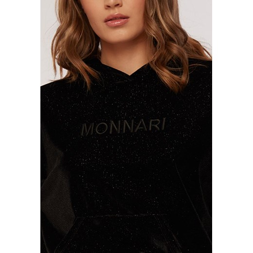 Welurowa bluza z kapturem S MONNARI