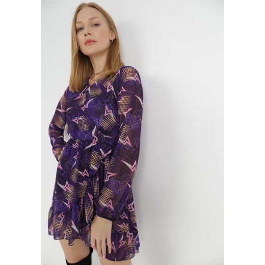 Fioletowa Sukienka Thylyrea ze sklepu Born2be Odzież w kategorii Sukienki - zdjęcie 123610349