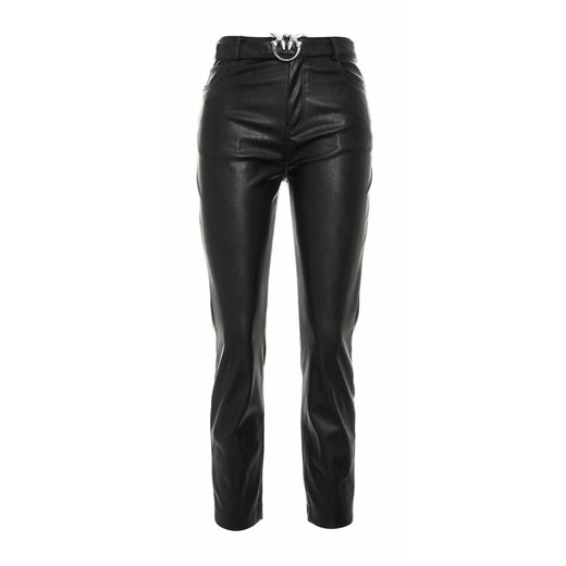 Pinko, Leather- Effect Trousers With Love Birds Belt Czarny, female, rozmiary: 44 IT,38 IT,40 IT,42 IT,46 IT Pinko 38 IT okazja showroom.pl