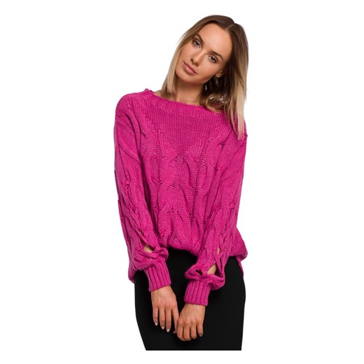Moe, Sweter Z Dziurami Na Rękawach Różowy, female, rozmiary: L/XL,S/M Moe S/M showroom.pl