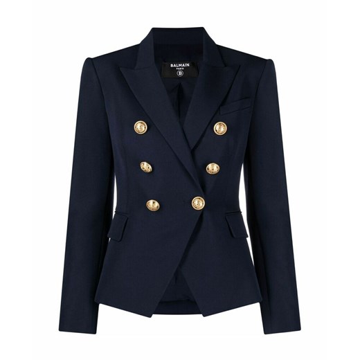 Balmain, Double-breasted wool blazer Niebieski, female, rozmiary: 40 FR,36 FR,38 FR,42 FR,34 FR 38 FR wyprzedaż showroom.pl
