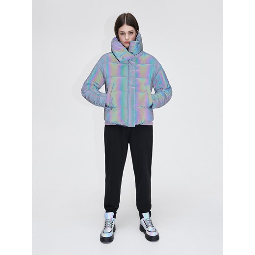 Cropp - Kurtka puffer z efektem holograficznym - Fioletowy Cropp XS Cropp