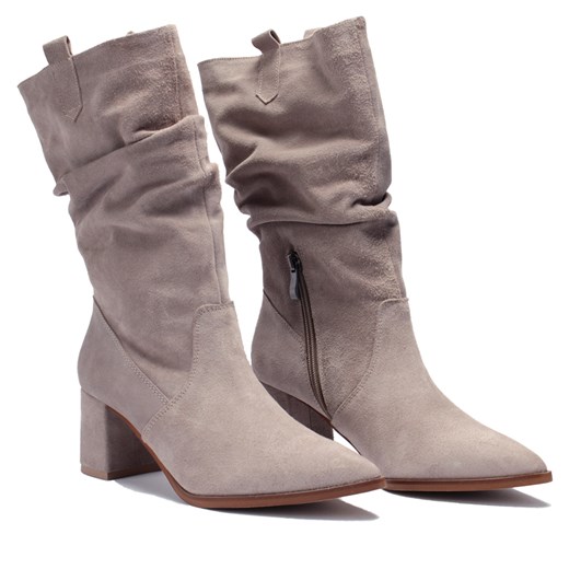 Beżowe kozaki ocieplane welurowe Botimo 36 Botimo.pl wyprzedaż