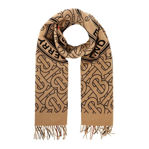 Burberry, Monogram & Giant Check Reversible Cashmere Scarf Brązowy, female, rozmiary: One size Burberry ONESIZE showroom.pl