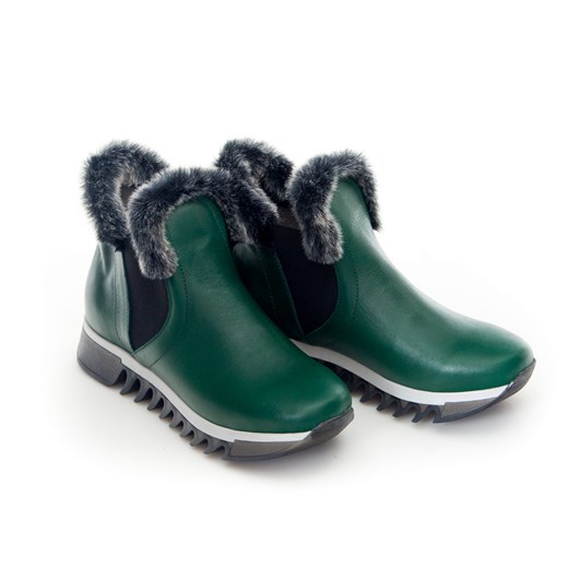 ocieplane botki - skóra naturalna - model 485 - kolor zielony Zapato 41 zapato.com.pl