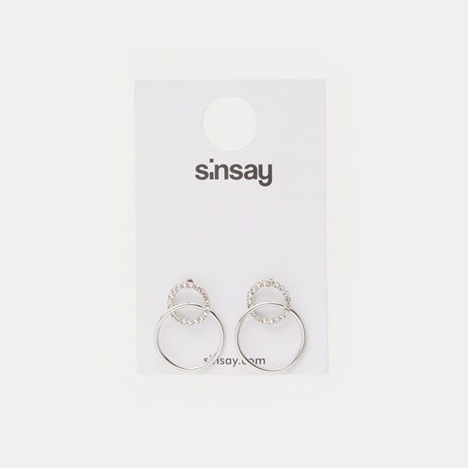 Sinsay - Kolczyki z cyrkoniami - Srebrny Sinsay Jeden rozmiar wyprzedaż Sinsay