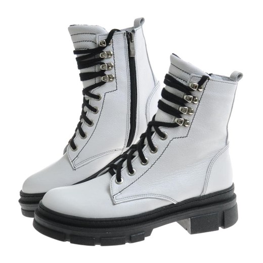 Workery damskie Pantofelek24 białe ze skóry 