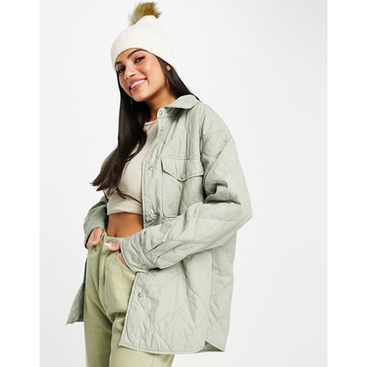 Abercrombie & Fitch – Oliwkowa pikowana kurtka koszulowa-Zielony Abercrombie & Fitch L Asos Poland