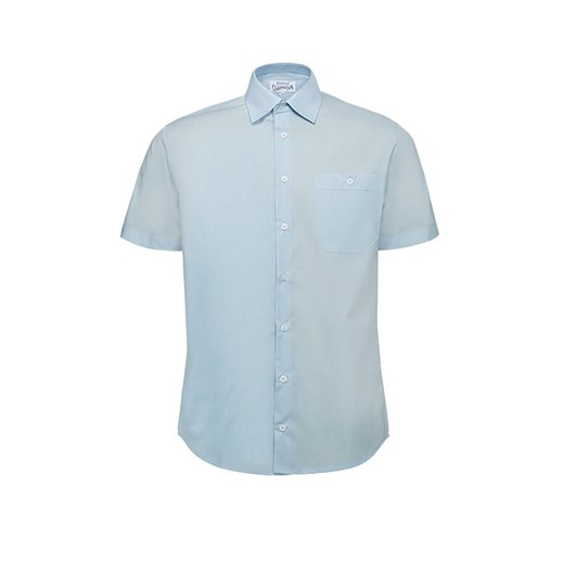 Bodara koszula niebieska męska  z krótkim rękawem Regular ze sklepu ATELIER-ONLINE w kategorii Koszule męskie - zdjęcie 124181667