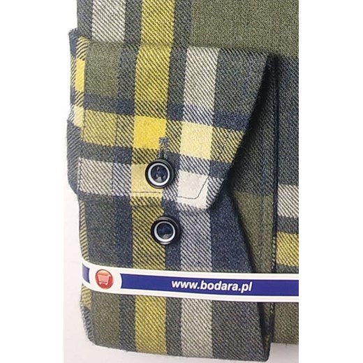 Bodara koszula flanelowa zielona w granatowo-żółtą kratę Bodara 3XL promocyjna cena ATELIER-ONLINE