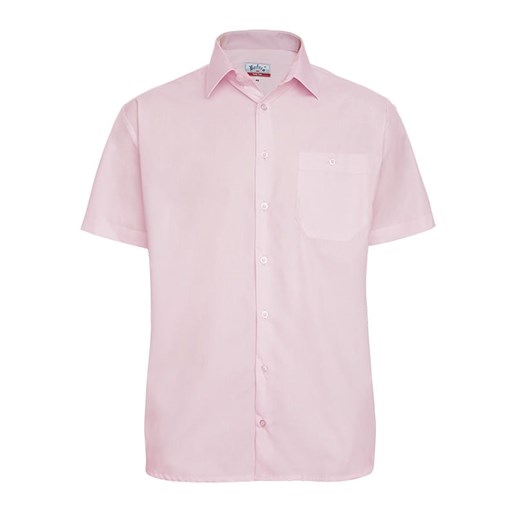 Koszula jasno różowa krótkim rękaw męska Regular ze sklepu ATELIER-ONLINE w kategorii Koszule męskie - zdjęcie 124181716
