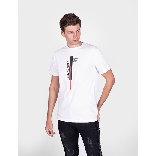 Les Hommes T-shirt &quot;Vertical Line&quot; | LJT201 700P | Vertical Line | Biały ze sklepu ubierzsie.com w kategorii T-shirty męskie - zdjęcie 124200167