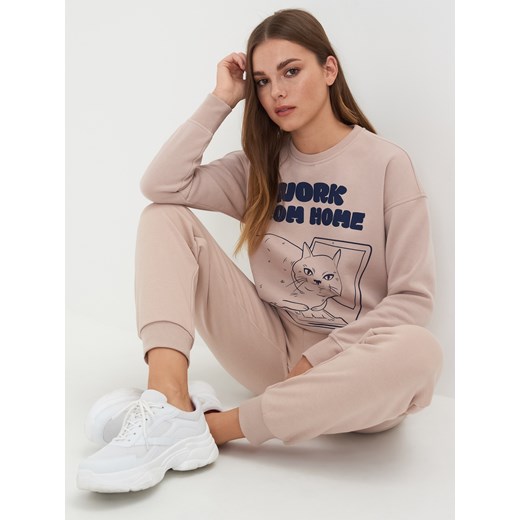Sinsay - Bluza z nadrukiem - Beżowy Sinsay L Sinsay