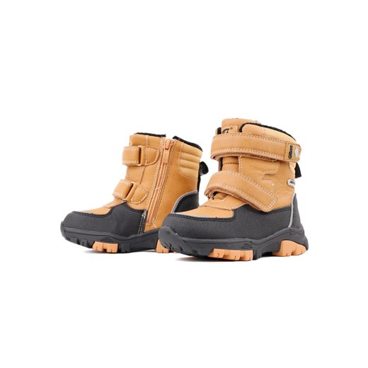 Buty zimowe dziecięce Yourshoes brązowe na rzepy 