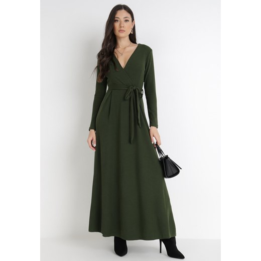 Sukienka Born2be dzianinowa maxi elegancka kopertowa 