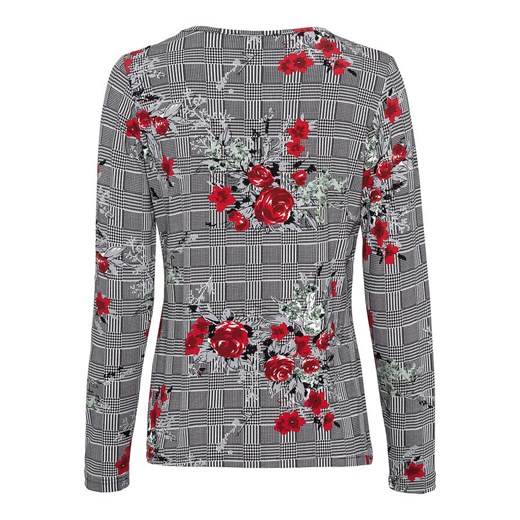 Shirt z długim rękawem w kratę glencheck | bonprix 48/50 bonprix