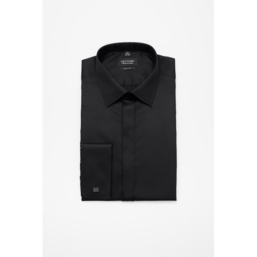 Koszula czarna Recman SAVERNE 2614 na spinki slim fit Recman 188/194/41 Eye For Fashion