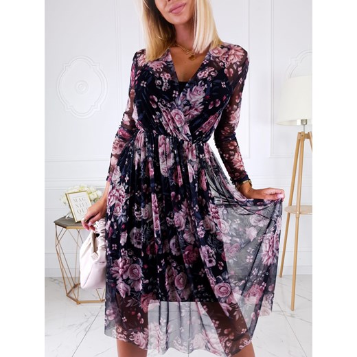 Sukienka Kopertowa siateczka Rose czarna Fashionyou Uniwersalny Fashionyou