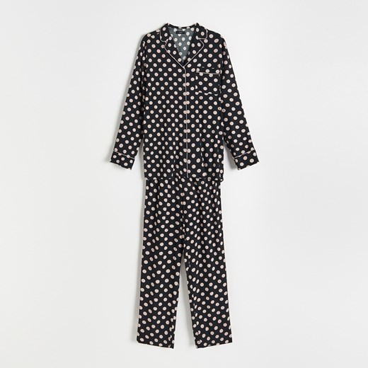 Reserved - Dwuczęściowa piżama z wiskozy - Czarny Reserved XL Reserved