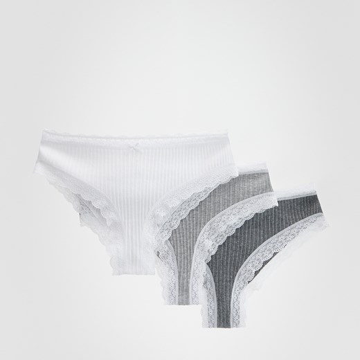 Reserved - Majtki hipsters z koronką 3 pack - Jasny szary Reserved L Reserved
