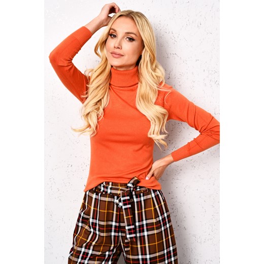 Sweter damski pomarańczowa Italy Fashion z golfem 