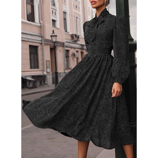 Sukienka Arilook w groszki casual z długimi rękawami midi