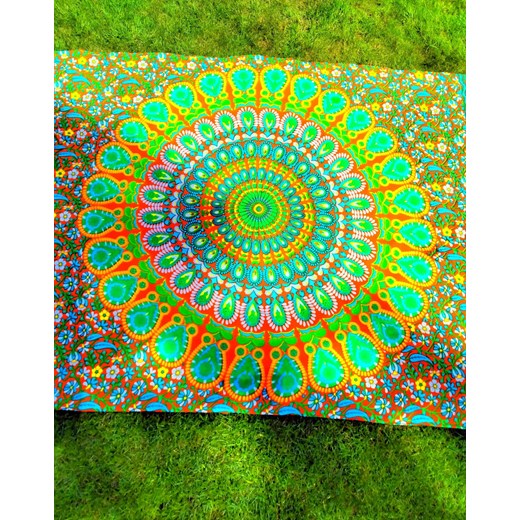 Sarong chusta szal pareo gobelin chusta na ścianę mandala pomarańczowo żółta Balijskie Klimaty Balijskie Klimaty