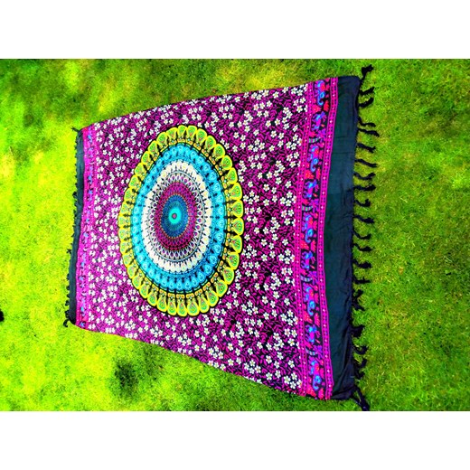 Sarong chusta szal pareo gobelin chusta na ścianę mandala różowe kwiatki Balijskie Klimaty Balijskie Klimaty