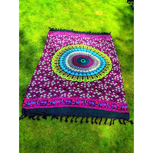 Sarong chusta szal pareo gobelin chusta na ścianę mandala różowe kwiatki Balijskie Klimaty Balijskie Klimaty