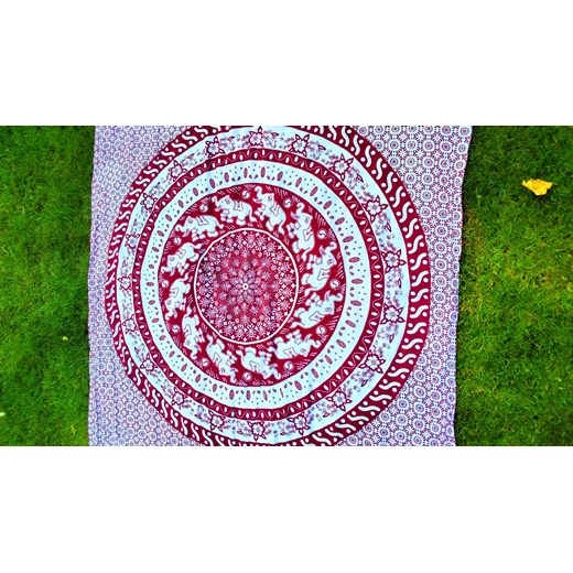 Sarong chusta szal pareo gobelin chusta na ścianę mandala bordowy słoń Balijskie Klimaty Balijskie Klimaty