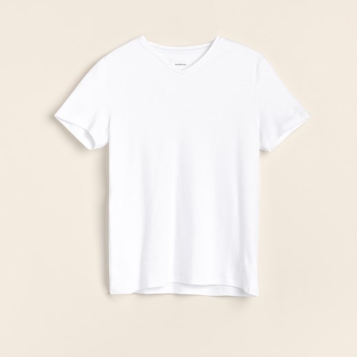 Reserved - T-shirt z dekoltem w serek - Biały Reserved XL okazja Reserved