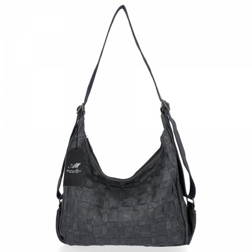 Shopper bag czarna Andrea Massi duża na ramię bez dodatków ze skóry ekologicznej 