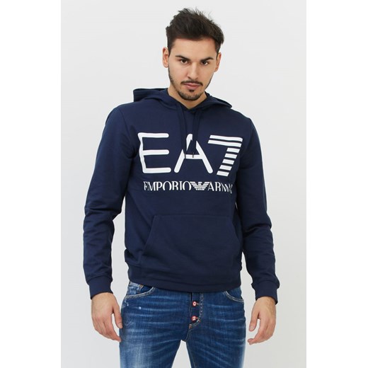 EA7 EMPORIO ARMANI - Granatowa bluza męska z kapturem i dużym logo Emporio Armani S outfit.pl