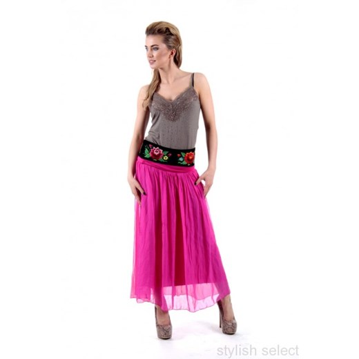 długa spódnica z jedwabiu Made in Italy stylishselect rozowy długie