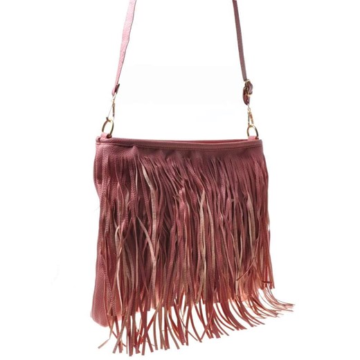 Shopper bag Pantofelek24 w stylu boho różowa duża ze skóry ekologicznej 