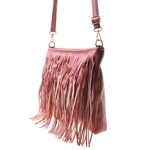 Shopper bag Pantofelek24 różowa w stylu boho ze skóry ekologicznej 