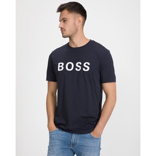 BOSS Logo Koszulka Niebieski M promocyjna cena BIBLOO
